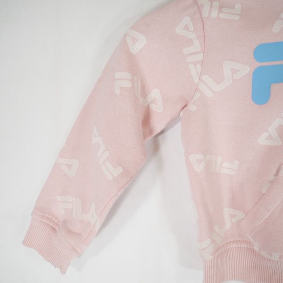 Fila Kids Pastel Pink Hoodie with Fila Logo in Blue & White Graphic Size 2T - Picture 3 of 14